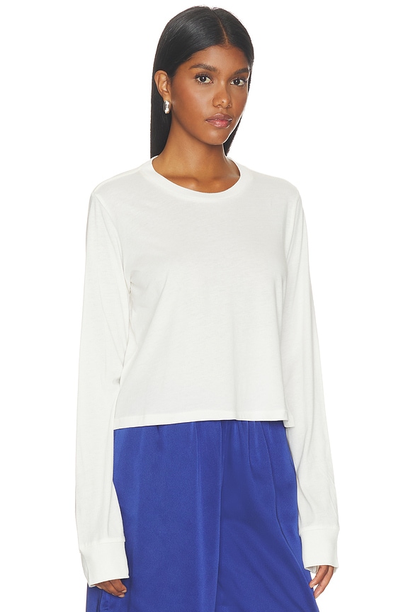 view 2 of 4 Cotton Long Sleeve Boxy Tee in Ivory