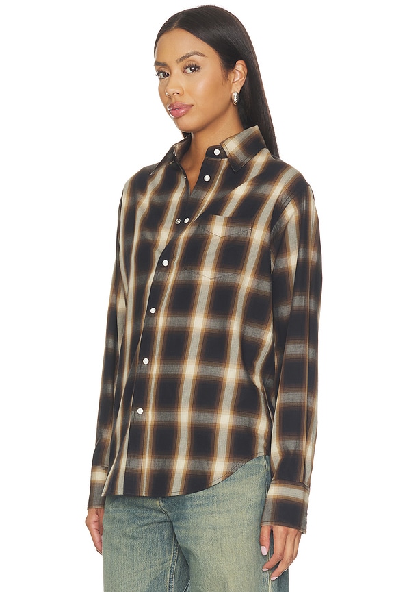view 2 of 4 Ford Yarndye Plaid Top in Mushroom & Black