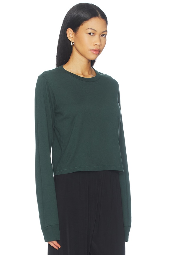 view 2 of 4 Cotton Long Sleeve Boxy Tee in Forest
