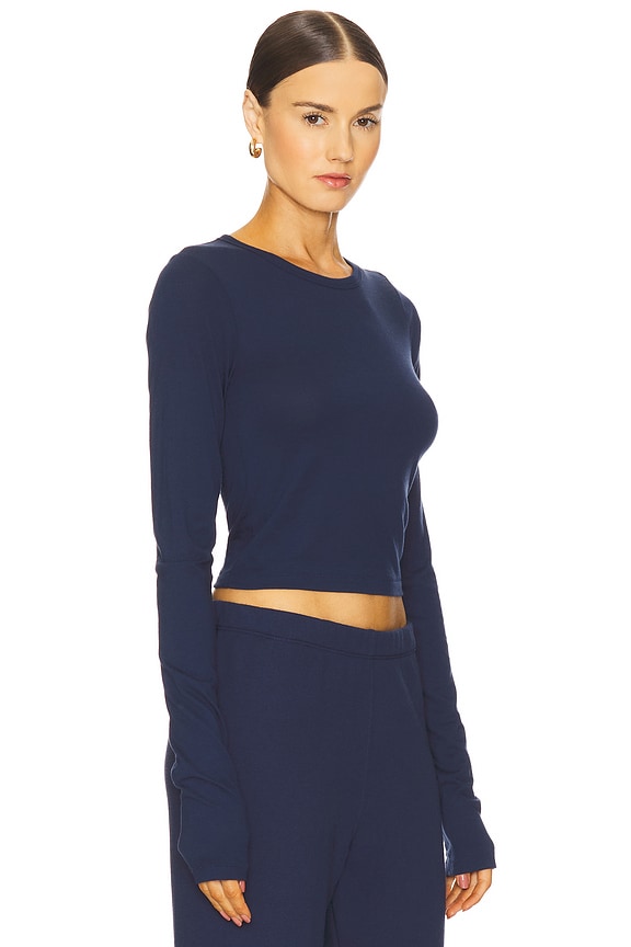 view 2 of 4 Long Sleeve Baby Tee in Navy