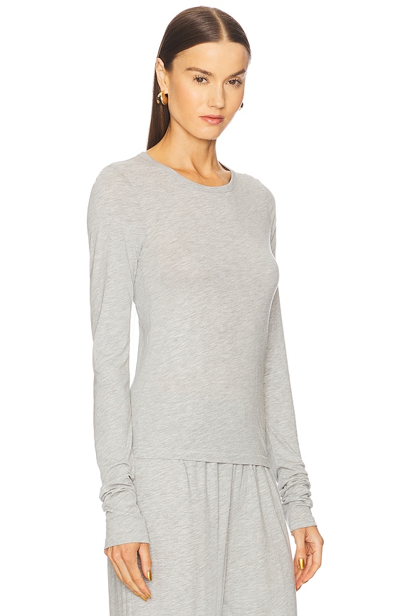view 2 of 4 Fitted Crewneck Long Sleeve Top in Heather Grey