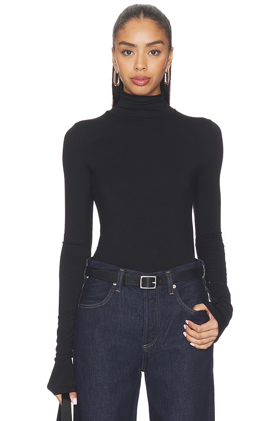 view 1 of 4 Fitted Turtleneck Top in Black