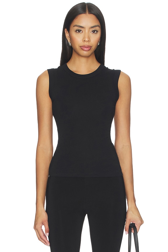 view 1 of 4 Fitted Muscle Tank in Black