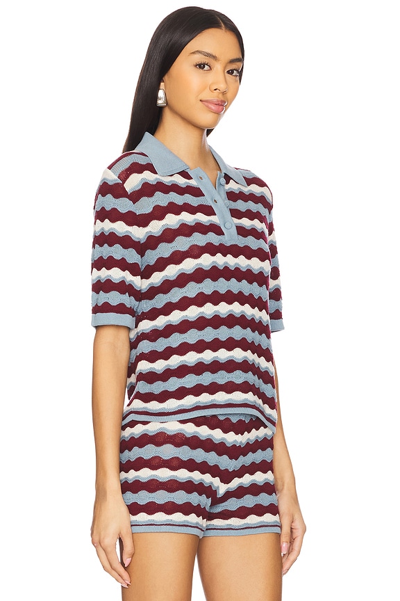 view 2 of 4 Mullu Knit Shirt in Maroon, Baby Blue, & White