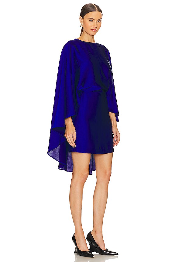 view 2 of 3 Ediamond Satin Cape Dress in Blue Regatta