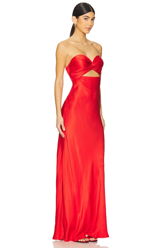 view 2 of 3 Hierro Strapless Midi Dress in True Red