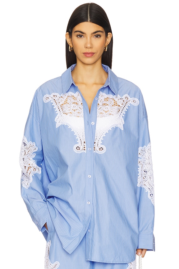 view 2 of 6 CHEMISE EN DENTELLE HOOFD in Aqua Blue