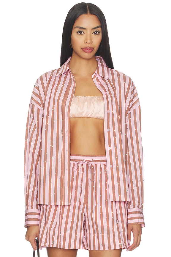 view 1 of 5 Jelief Rhinestone Shirt in Combo1 Young Rose