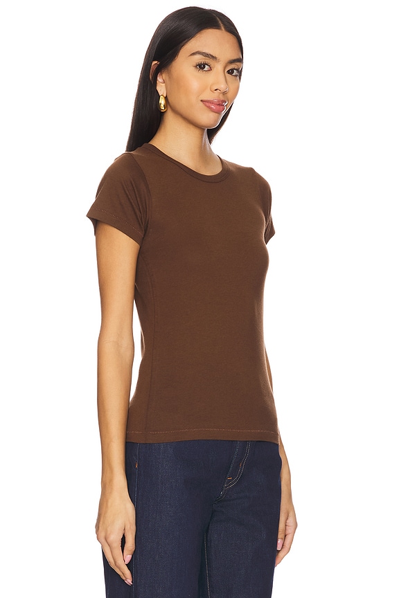 view 2 of 4 Fitted Crewneck Short Sleeve T-Shirt in Chocolate