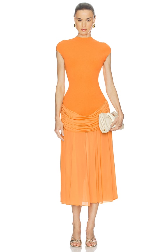 view 1 of 3 Nola Knit Combo Dress in Tangerine