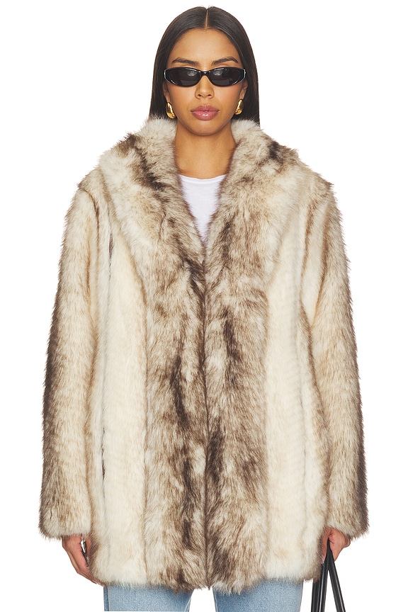 view 2 of 5 Cooper Pelted Coat in Ivory & Mocha
