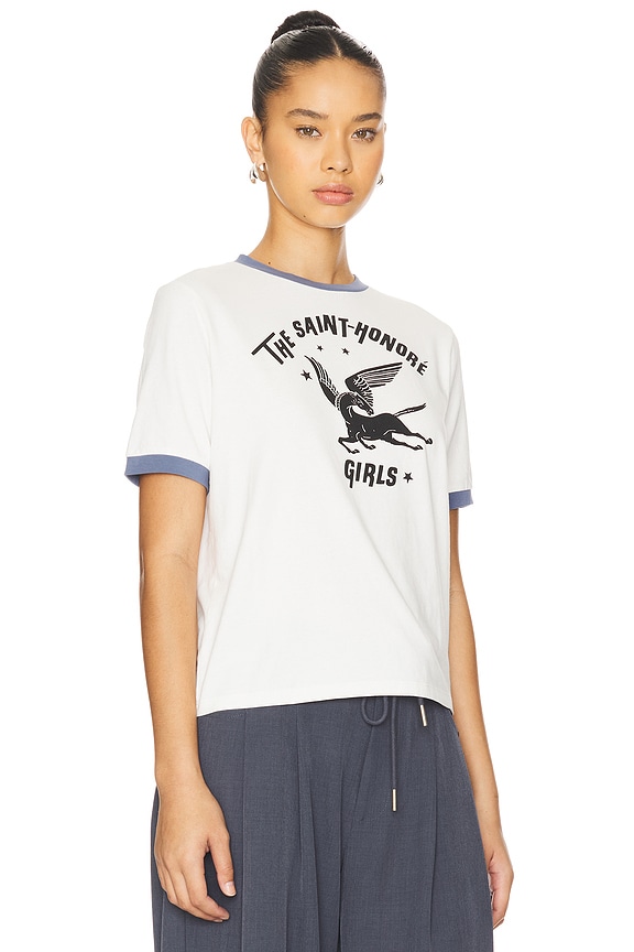 view 2 of 4 St Honore Girls Ringer Tshirt in Ecru & Navy