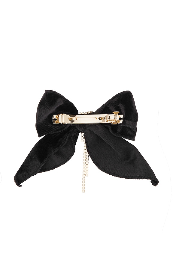 view 2 of 2 VELVET BOW CRYSTAL CHAIN 헤어클립 in Black
