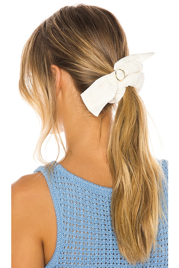view 1 of 2 Bow Hair Scrunchie in White