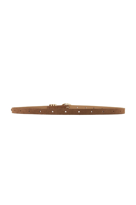 view 2 of 3 Classic Skinny Belt Belt in Mocha Suede & Gold
