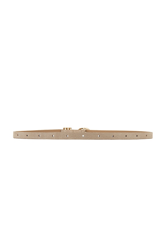view 2 of 3 Classic Skinny Belt Belt in Shiitake Suede & Gold