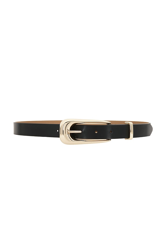 view 1 of 3 Large Signature Buckle Belt in Black Nappa Leather & Gold