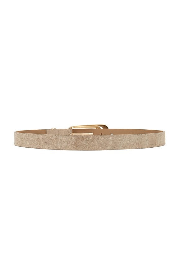 view 2 of 3 Large Signature Buckle Belt in Shiitake Suede & Gold