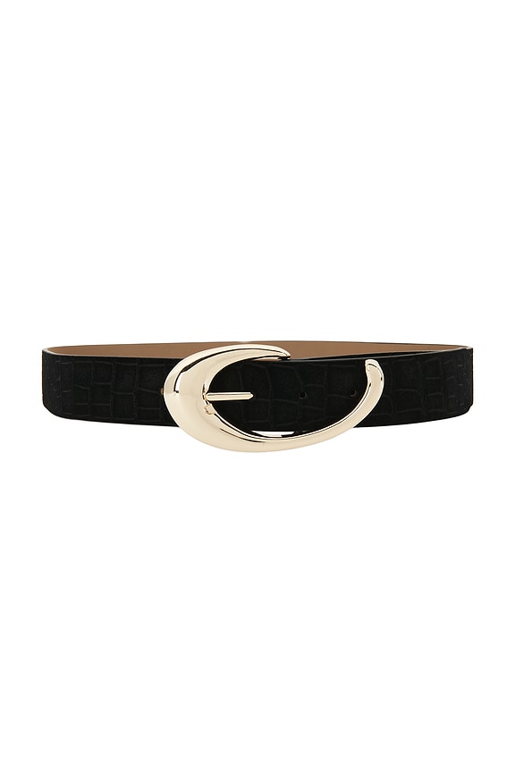 view 1 of 3 Croc Print Belt in Black & Gold