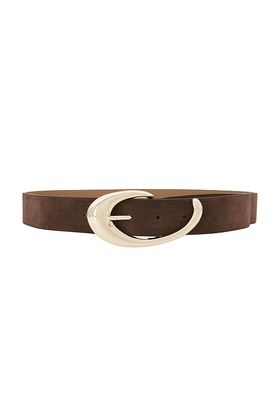 view 1 of 3 Suede Belt in Warm Truffle & Gold