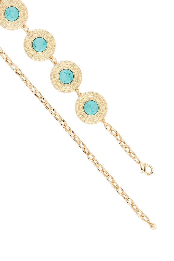 view 2 of 2 Turquoise Medallion Belt in Gold & Turquoise in Gols & Turquoise