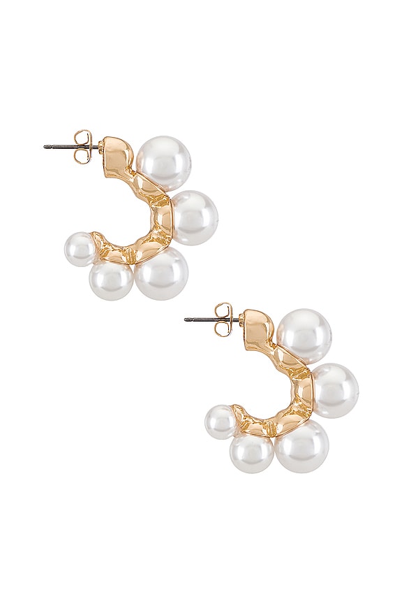 view 2 of 2 Large Pearl Mini Hoops in Pearl