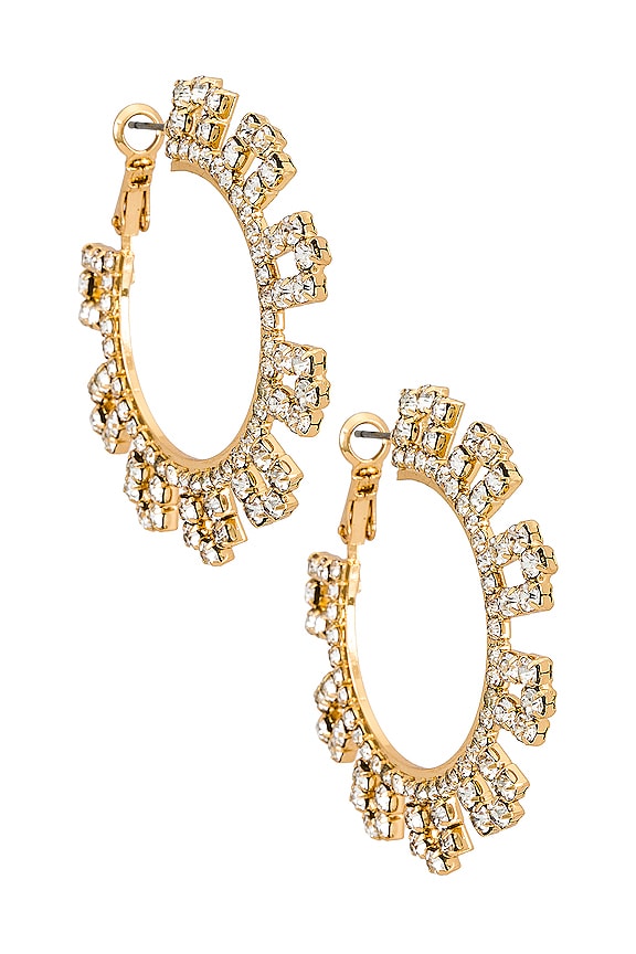 view 2 of 2 Embellished Rhinestone Hoop Earring in Gold
