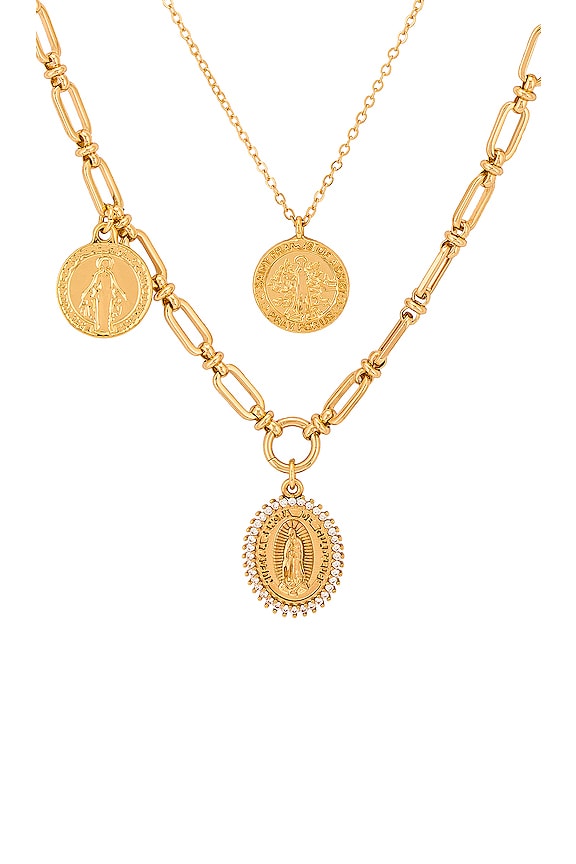 view 2 of 2 COLLIER LAYERED SAINTS in Gold