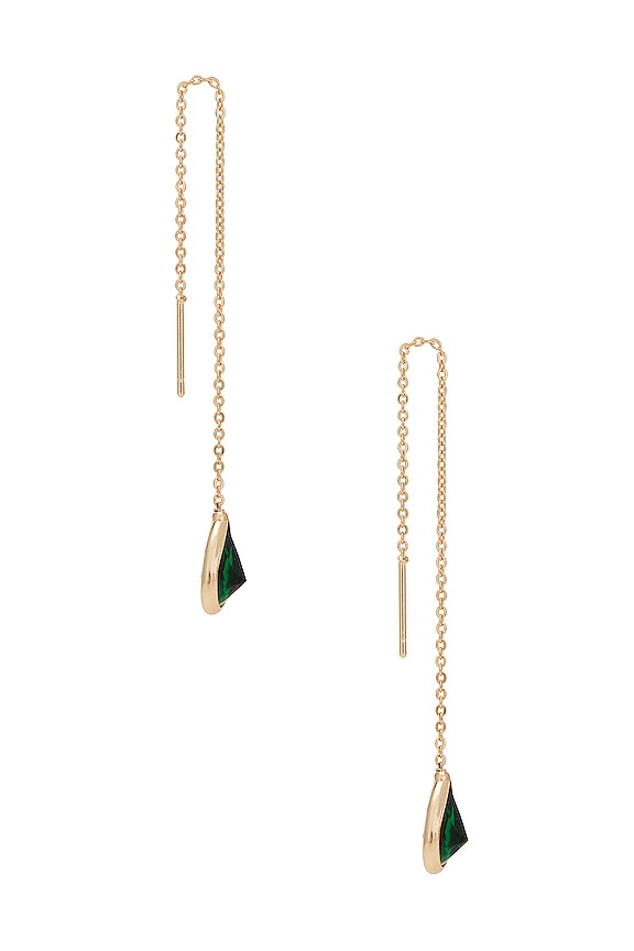 view 2 of 2 Barely There Chain Earrings in Green Crystal