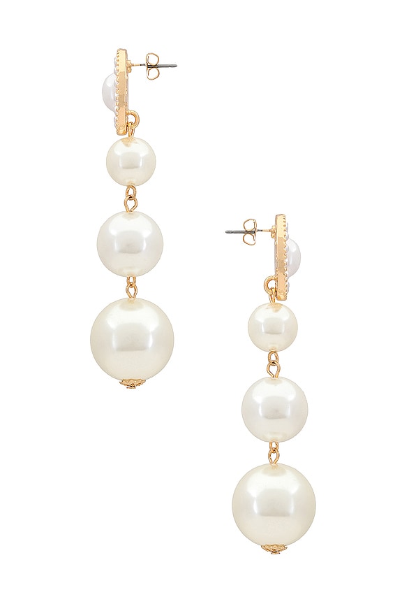 view 2 of 2 Graduating Pearl Dangle Earrings in Pearl