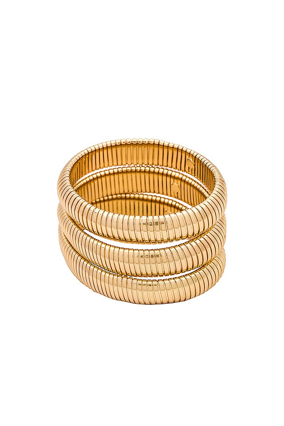 Ettika Flex Snake Chain Stretch Bracelet Set in Gold | REVOLVE