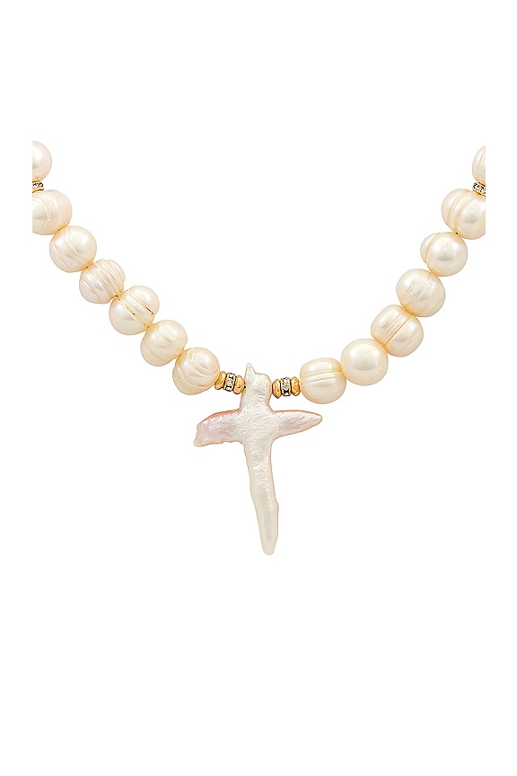 view 2 of 2 Pearl Cross Necklace in Pearl