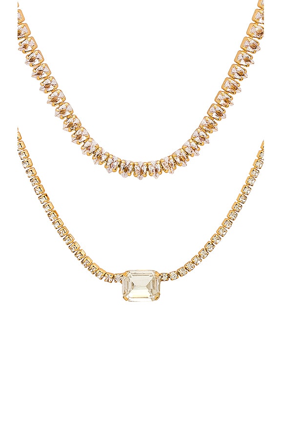 view 2 of 2 Layered Necklace in Clear Crystals