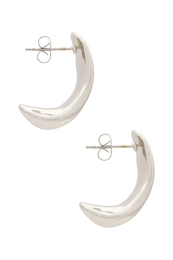 view 2 of 3 Crescent Hoop Earring in Rhodium