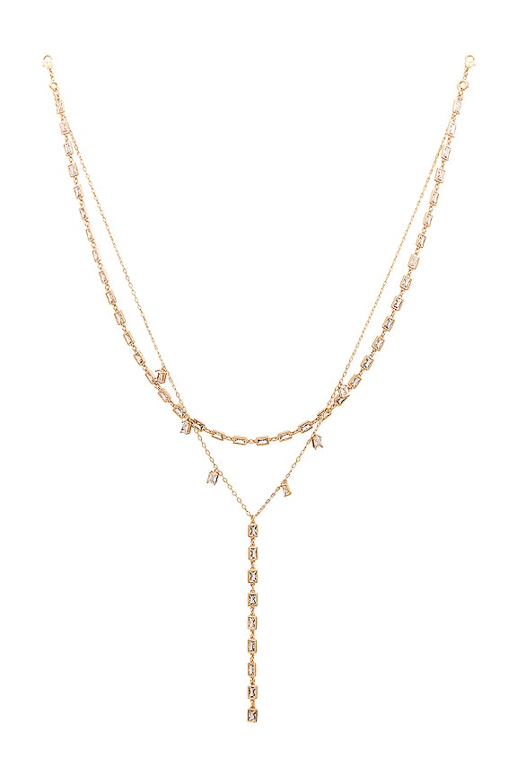 Ettika Lariat Back Body Chain in Clear Crystals | REVOLVE