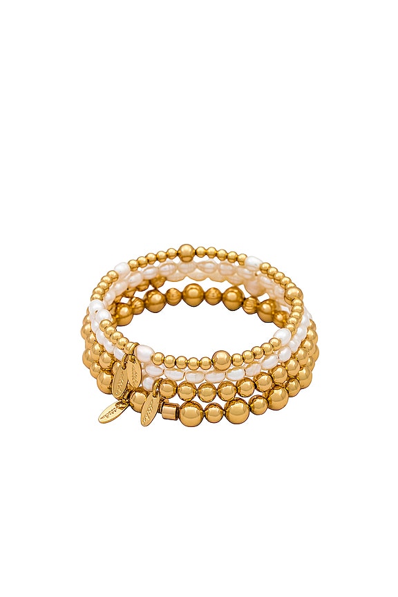 Ettika Beaded Bracelet Set in Gold | REVOLVE