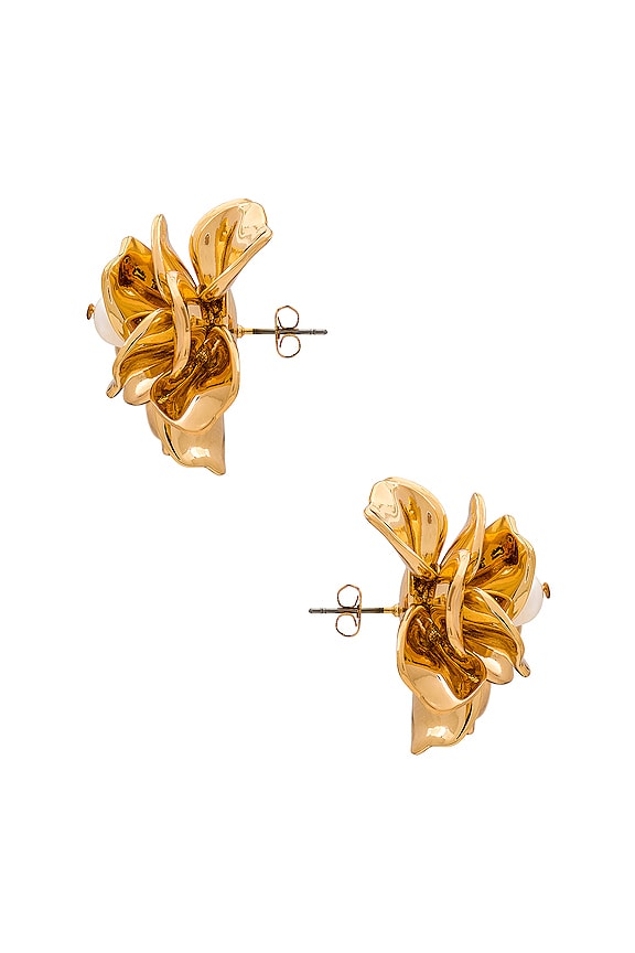 view 2 of 2 Flower And Pearl Earrings in Gold