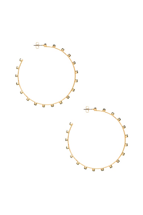 view 2 of 3 Studded Hoops in Black Crystals