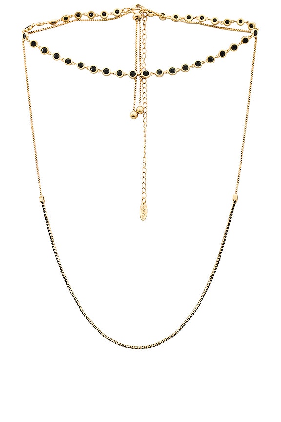 view 2 of 2 Two Chain Necklace in Black & Gold