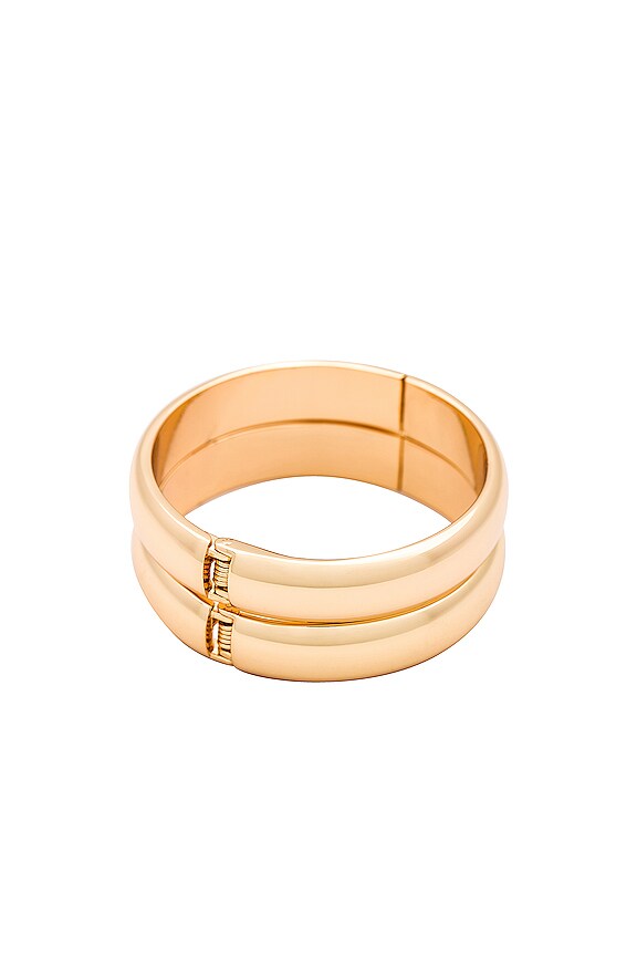 view 2 of 4 Simple Stackable Bangle Bracelet Set in 18k Gold Plated