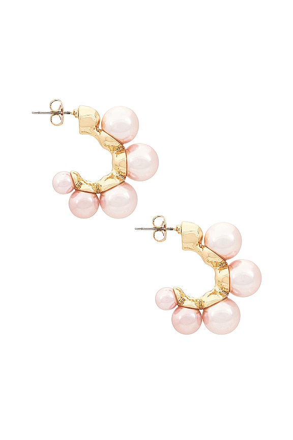 view 2 of 3 Five Point Hoop Earrings in Pink Pearl