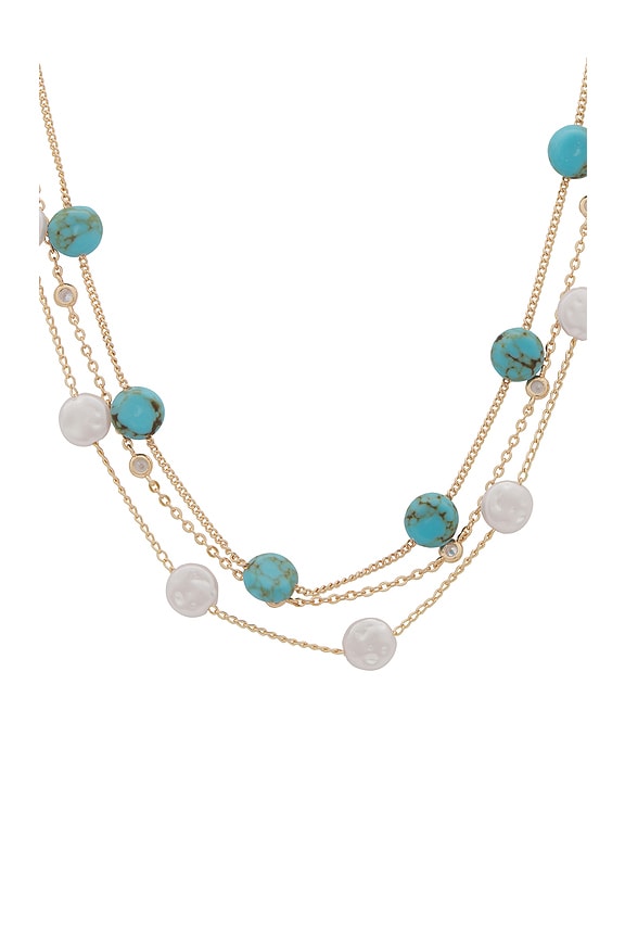 view 2 of 2 DRESSED IN TURQUOISE & PEARLS 레이어 목걸이 in Turquoise