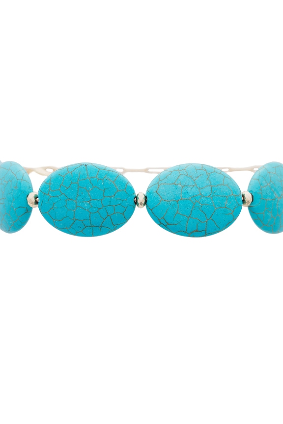 view 2 of 2 COLLIER RAS DU COU OVAL STATEMENT in Turquoise