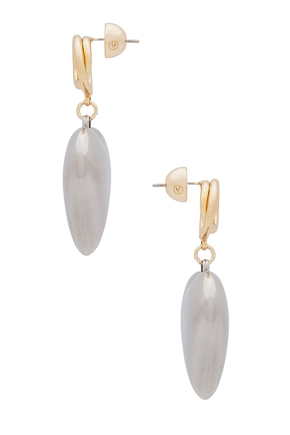 view 2 of 2 PENDIENTE MIXED METAL PUFFY HEART DANGLE in Gold & Silver