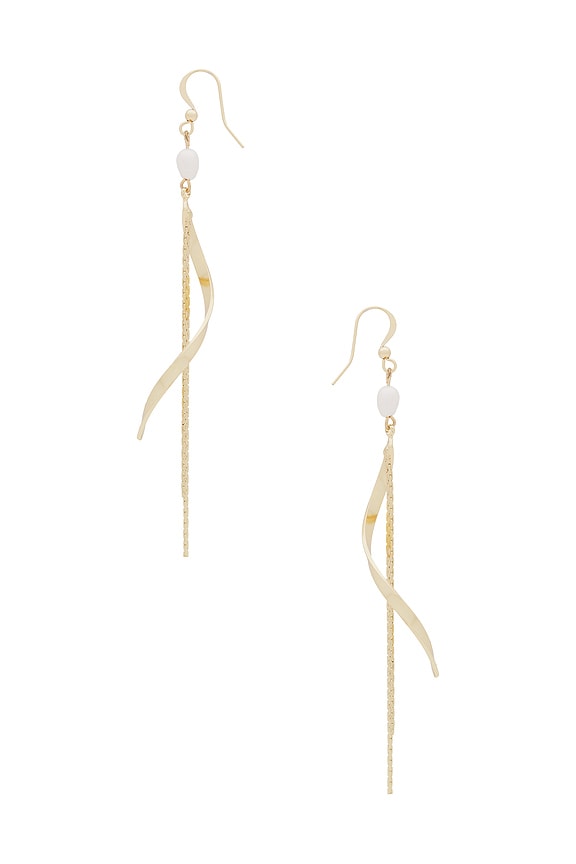 view 2 of 2 Twisted Gold Freshwater Pearl Dangle Earrings in Gold