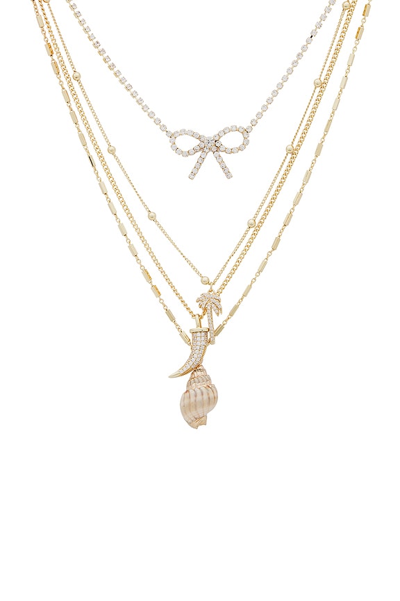 view 2 of 2 COLLIER CRYSTAL BOW LAYERED in Gold