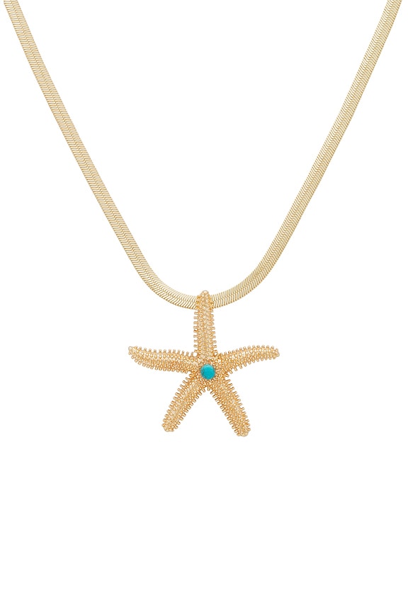 view 2 of 2 Starfish Pendant Herringbone Chain Necklace in Gold