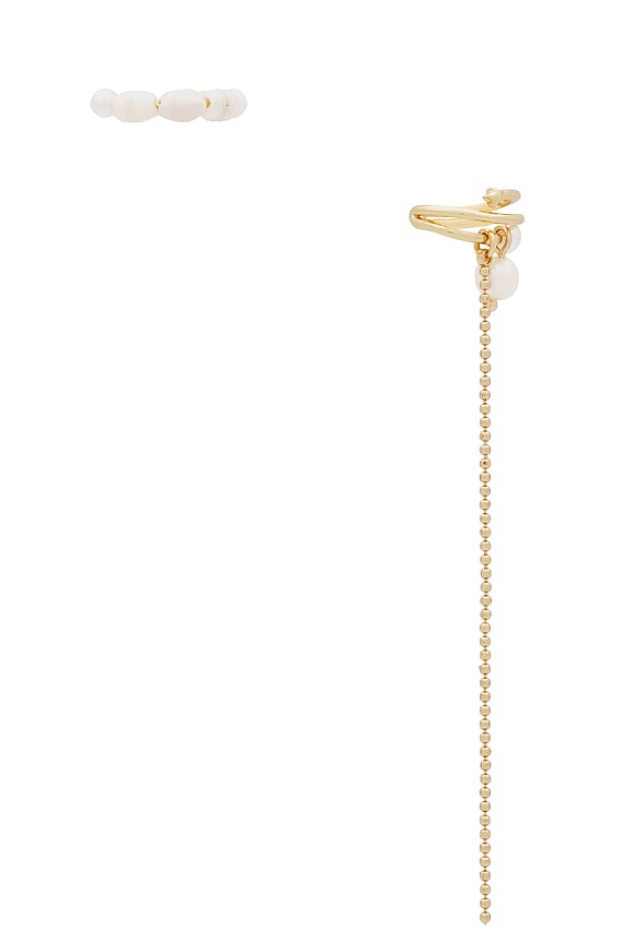 view 2 of 2 GLAMOUR PEARL AND CRYSTAL イヤーカフ in Gold
