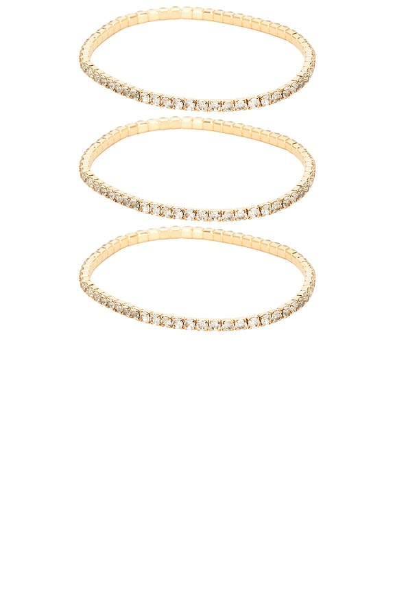 view 2 of 3 Crystal Elastic Bracelet Set in Gold