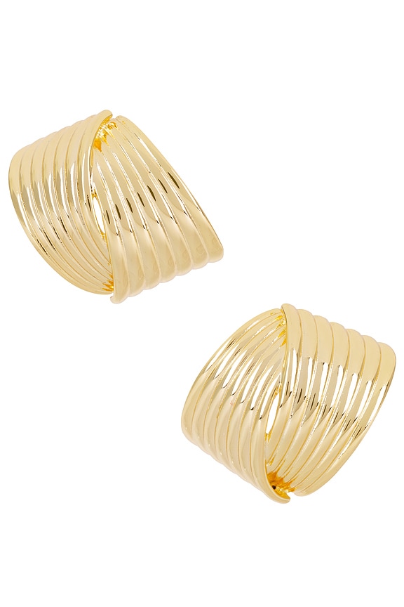 view 1 of 2 Textured Lines Stud Earrings in Gold